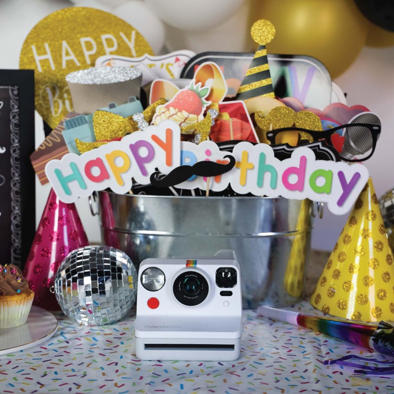 Outside The Booth Birthday Photo Booth Props - 41-pc Kit with 8 x 10-Inch Sign, 60 Adhesive Pads, 45 Sticks - Image 5